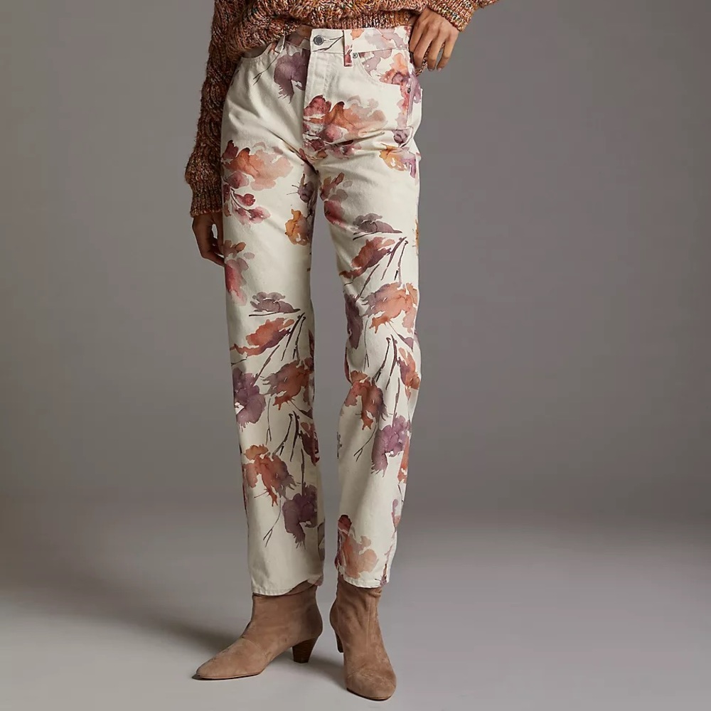 AG Denim Alexxis Wine Floral Print Sz 26
